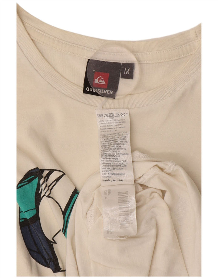 Tricou grafic Quiksilver pentru bărbați Top mediu din bumbac alb