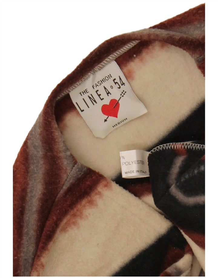 VINTAGE Gilet pentru femei Duffle Fleece UK 14 Medium, multicolore, cu dungi