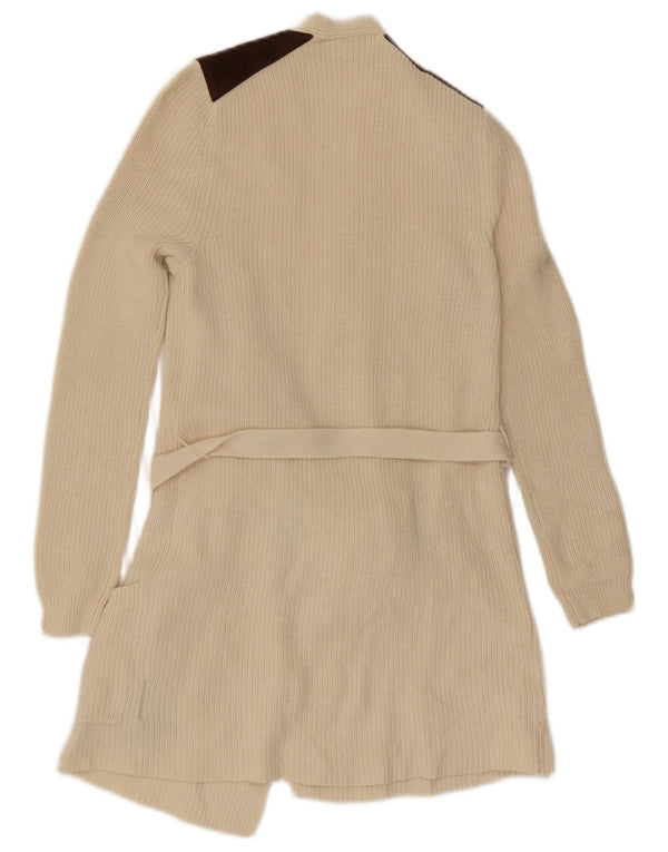 Pulover cardigan cu paragate pentru femei Ralph Lauren UK 6 XS alb negru