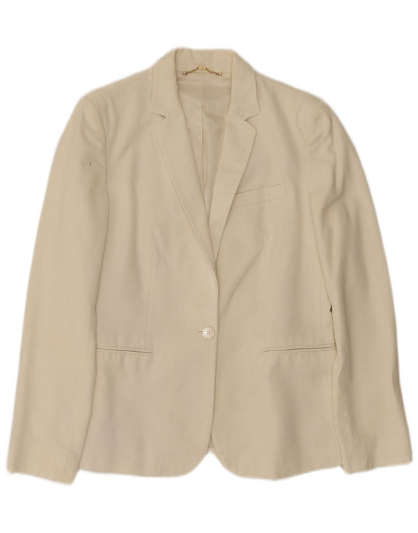 Massimo Dutti Jachetă Blazer Femei 1 Buton EU 40 Bumbac alb mediu mediu