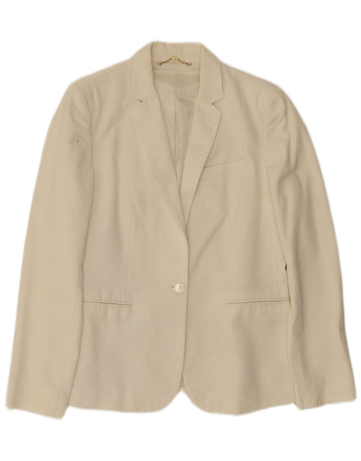 Massimo Dutti Jachetă Blazer Femei 1 Buton EU 40 Bumbac alb mediu mediu