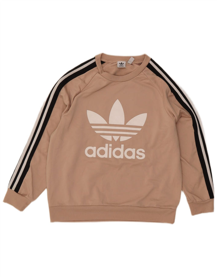 Pulover cu grafic pentru femei Adidas UK 14 mare, bej, poliester