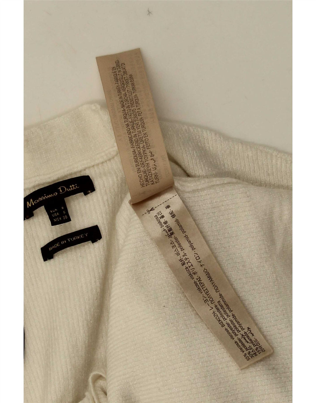 Pulover cardigan crop Massimo Dutti pentru femei UK 10 Small White Viscose