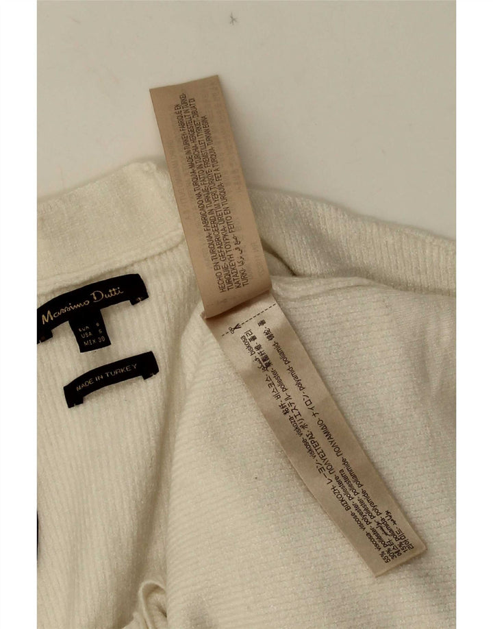 Pulover cardigan crop Massimo Dutti pentru femei UK 10 Small White Viscose
