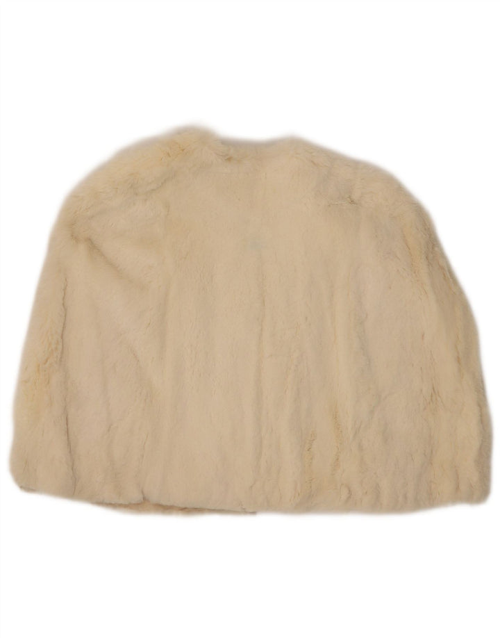 Palton de damă vintage cu blană artificială, mărime unică, alb