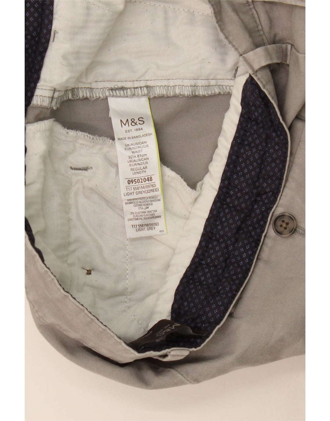 MARKS & SPENCER Pantaloni scurți chino pentru bărbați W32 bumbac gri mediu