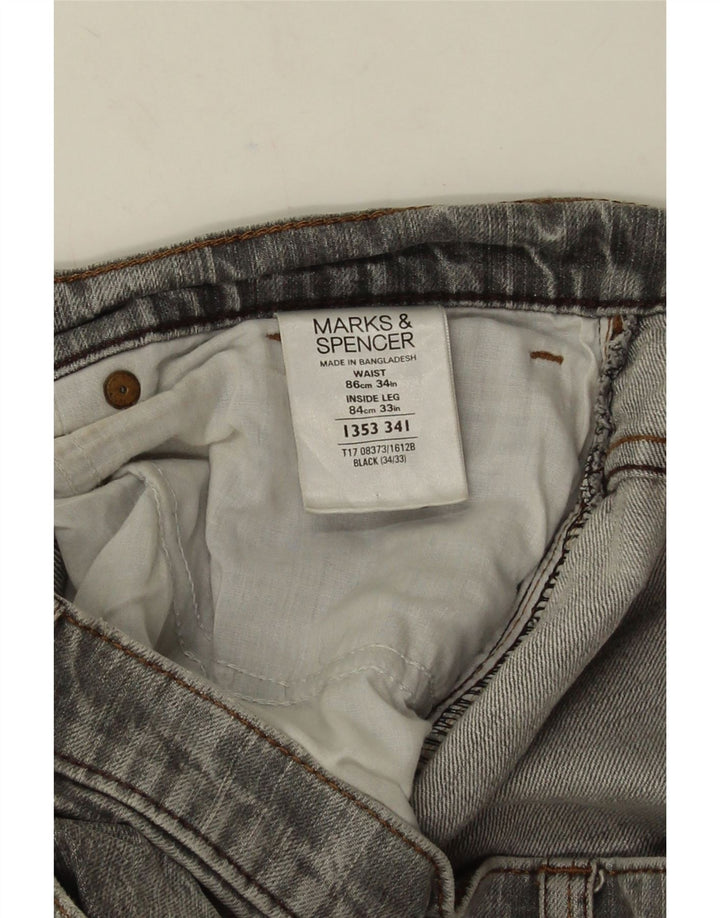 Blugi drepti pentru bărbați Marks & Spencer W34 L33 bumbac gri