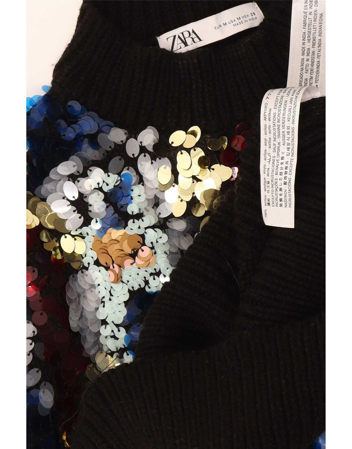Pulover cu gât țestoasă pentru femei Zara UK 12 Medium, multicolor, pete