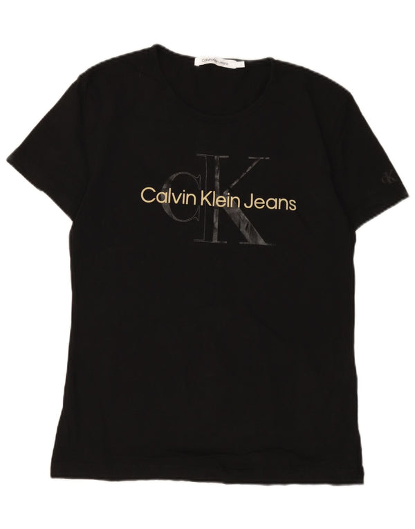 CALVIN KLEIN JEANS Tricou cu grafic pentru femei Top UK 14 Large Black