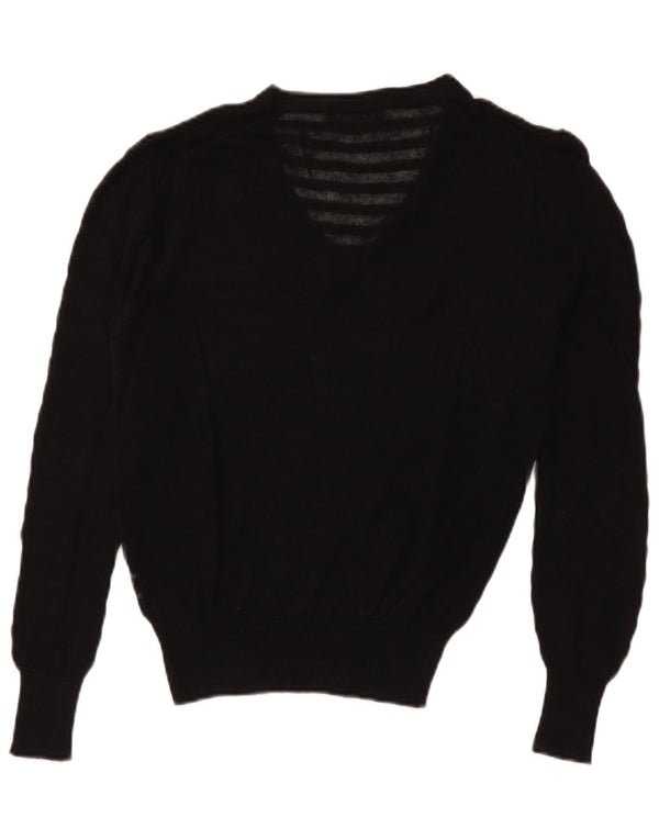 Pulover cu decolteu în V Zara pentru bărbați, negru mediu, ramie