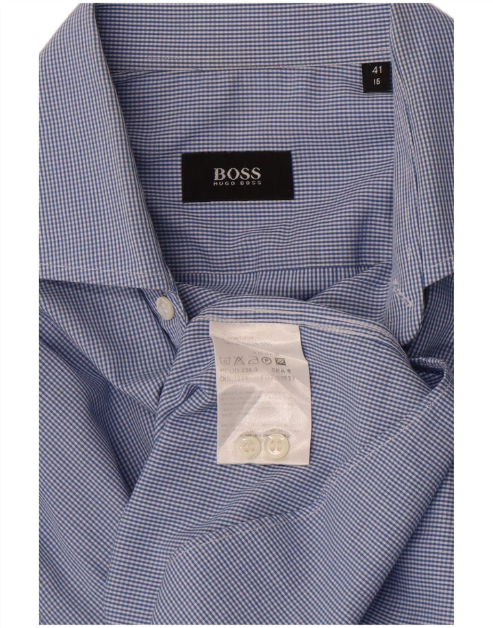 Cămașă pentru bărbați Hugo Boss Mărimea 41 16 Mare, albastru, bumbac Gingham