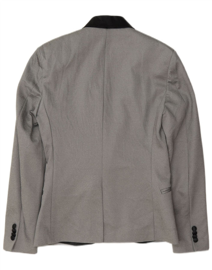 Jachetă blazer pentru bărbați Zara, cu 1 nasture, UK 36, poliester, gri mic