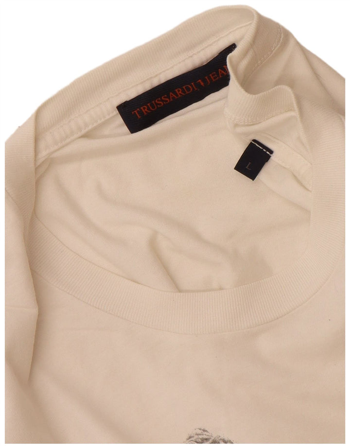 Tricou grafic pentru bărbați Trussardi Jeans Top Large White