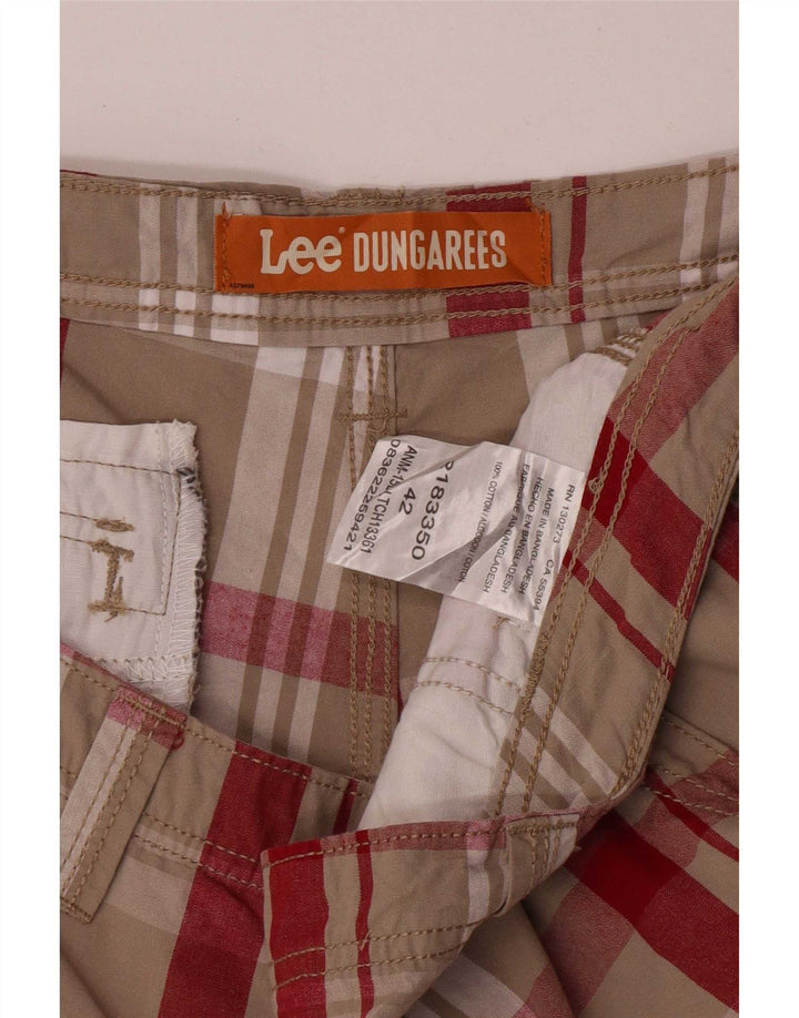 Pantaloni scurți cargo pentru bărbați Lee W42 2XL, bumbac în carouri gri
