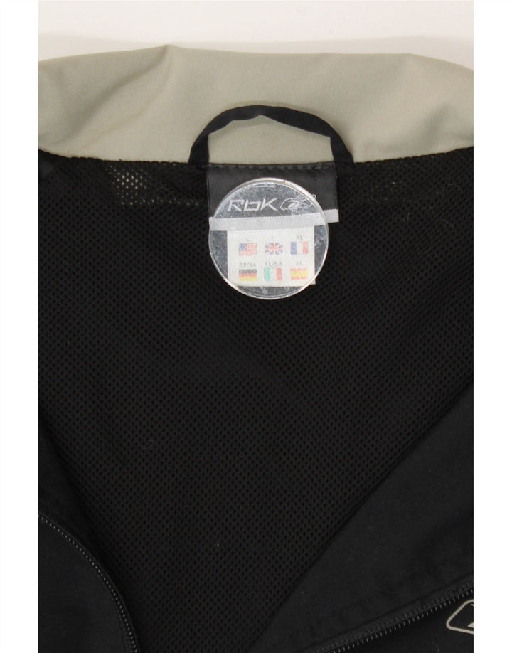 Jachetă de top pentru trening grafic Reebok pentru bărbați, mare, negru, poliester color bloc