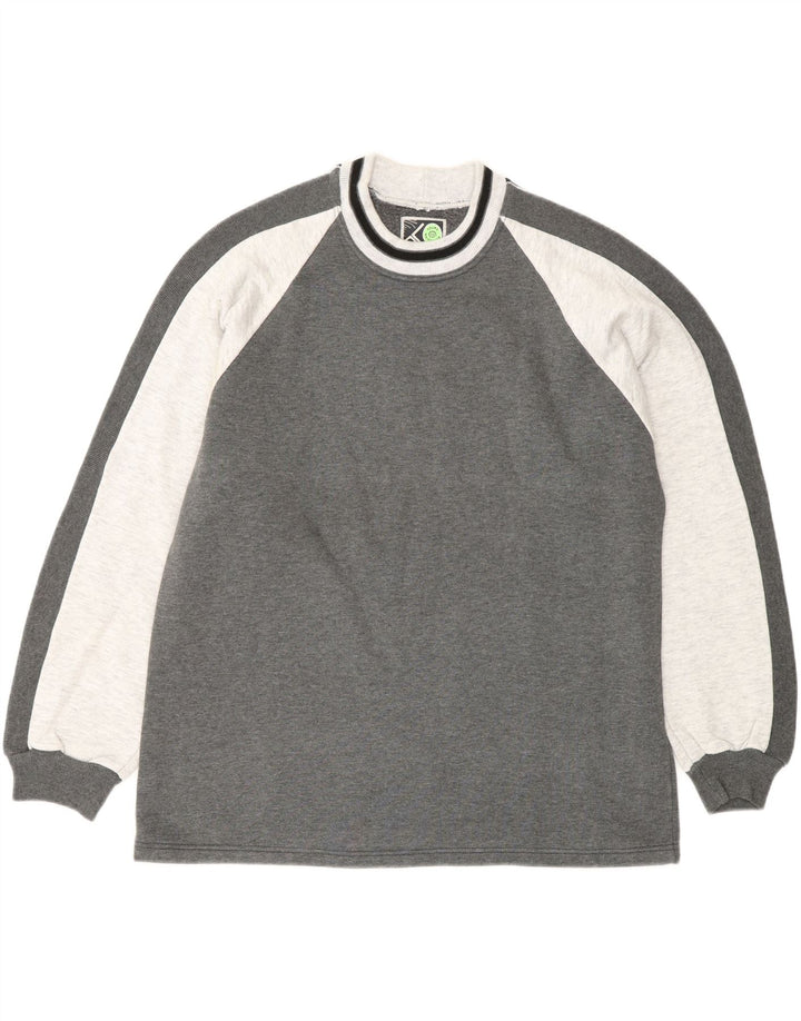 Hanorac vintage pentru bărbați Pulover mare gri acrilic color bloc