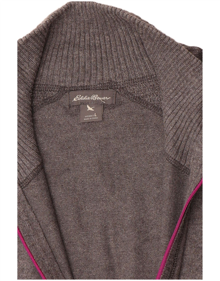 Pulover pentru femei Eddie Bauer, cu fermoar, cu gât, UK 16, mare, gri
