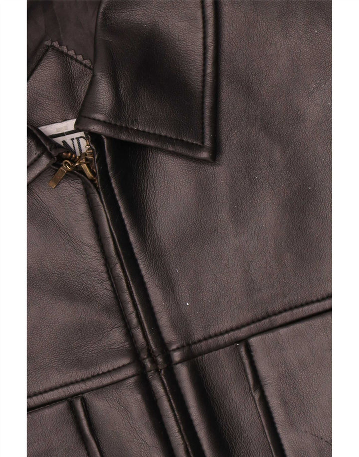Gilet din piele vintage pentru femei UK 10 Small Black