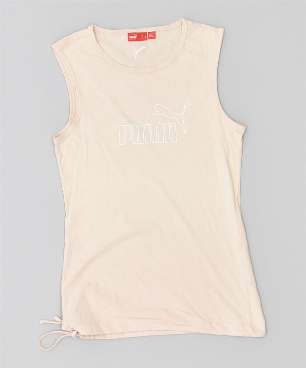 Top cu vestă grafică PUMA pentru femei UK 10 mic bumbac alb
