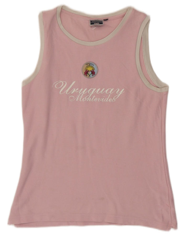 Diadora Womens Uruguay Graphic Vest Top UK 14 Large Pink Bumbac