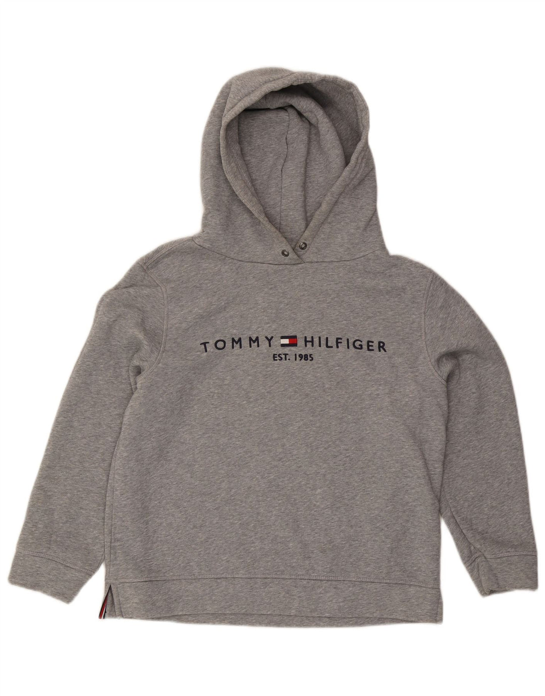 TOMMY HILFIGER Pulover supradimensionat cu capota cu grafic pentru femei UK 14 Medium Gri