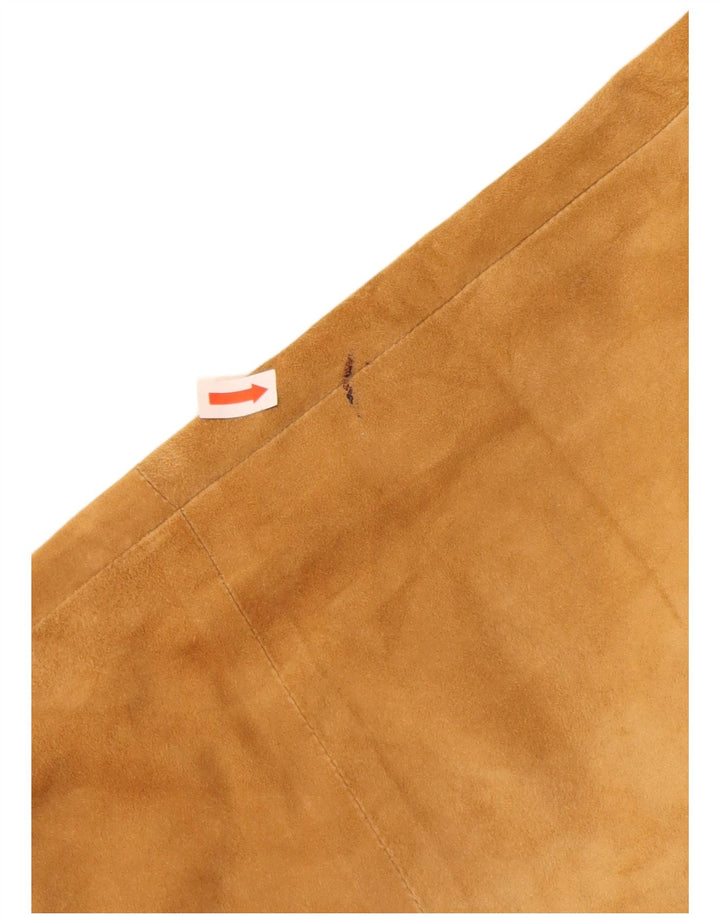 Pantaloni tăiați din piele intoarsa pentru femei VINTAGE W32 L25 maro