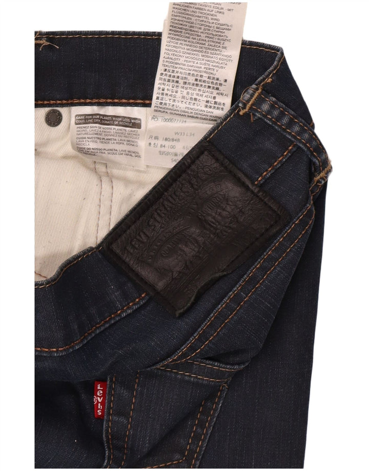 LEVI'S Mens Straight Jeans W33 L34 Navy Blue Cotton