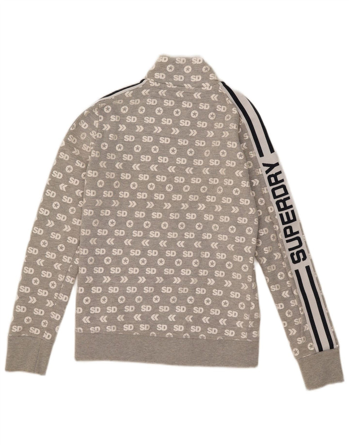 Jachetă de top pentru trening Superdry pentru femei, UK 10, bumbac gri mic