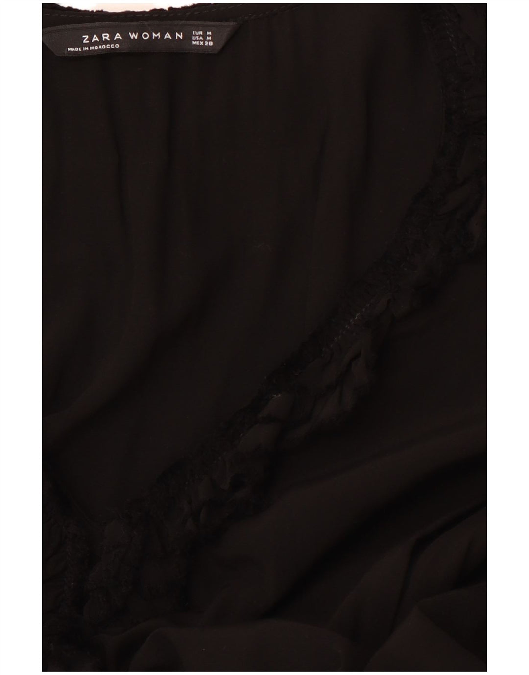 Rochie A-Line cu mânecă lungă cu volane în față pentru femei ZARA UK 12 Medium Black