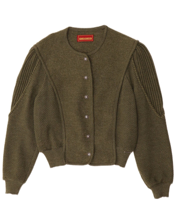 Geiger Womens Cardigan Sweater EU 42 Large Green Wool