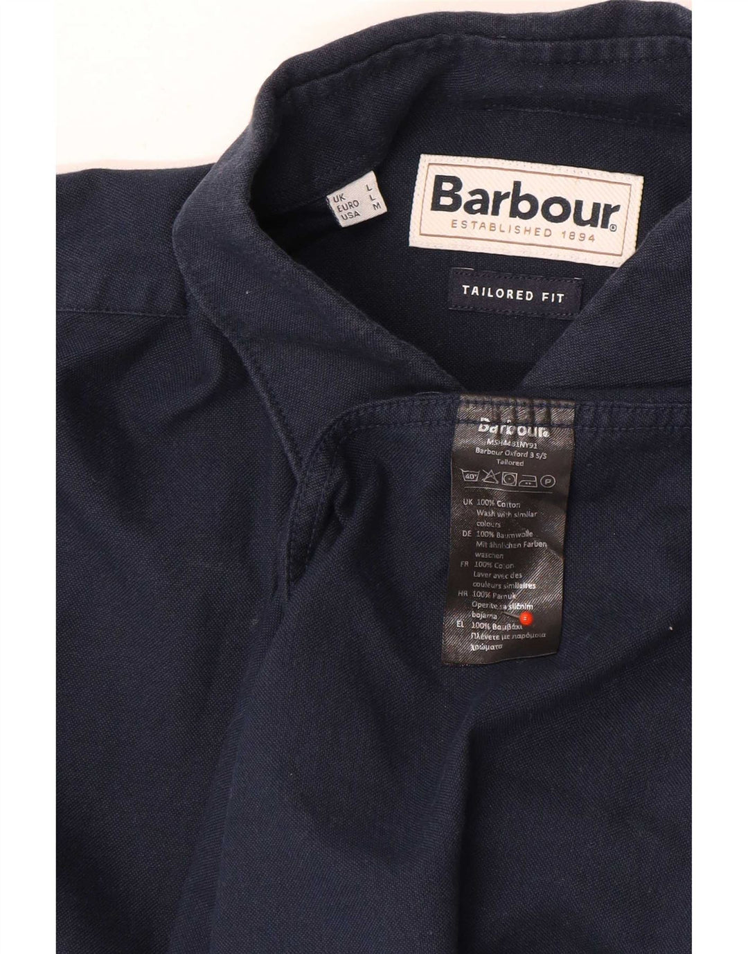 Cămașă Barbour cu mânecă scurtă, croită pentru bărbați, bumbac mediu albastru bleumarin
