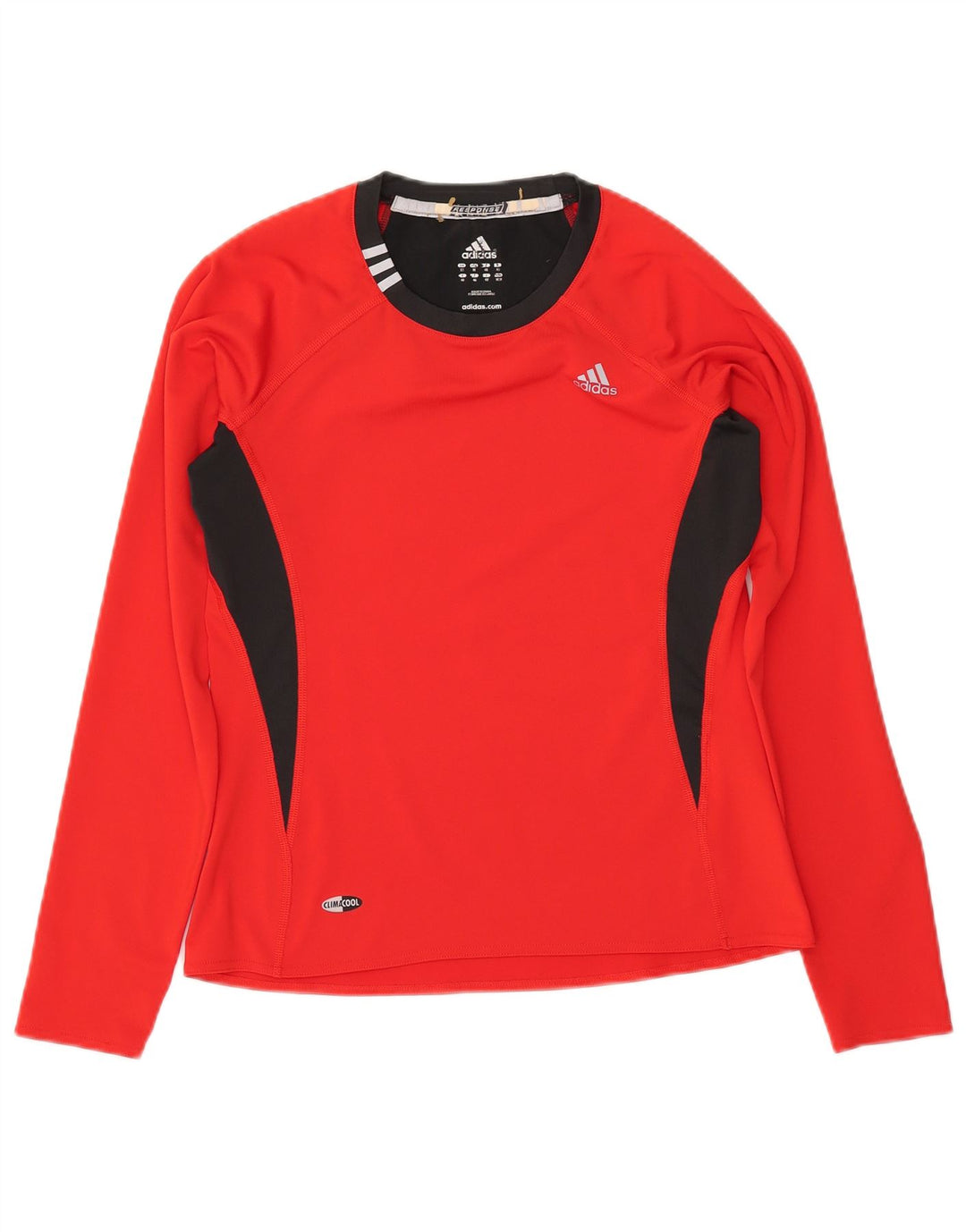 ADIDAS Climacool Top cu mânecă lungă pentru femei UK 12 Medium Red Colorblock