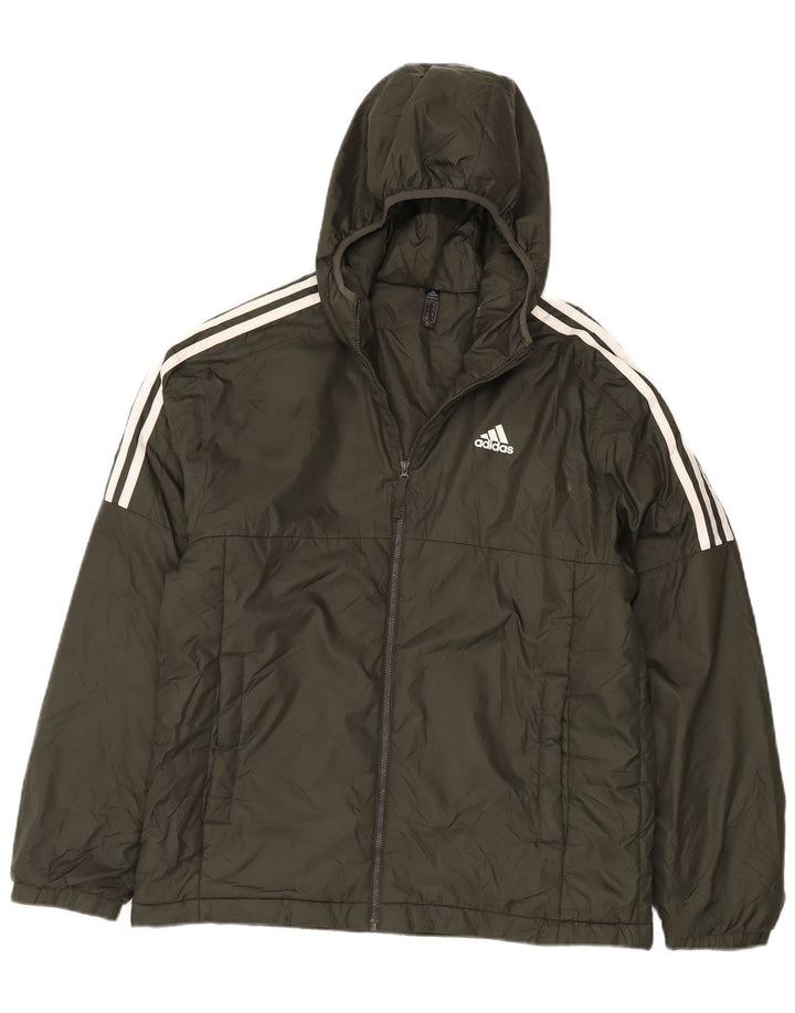 Jachetă căptușită cu glugă pentru bărbați Adidas UK 38 Poliester kaki mediu