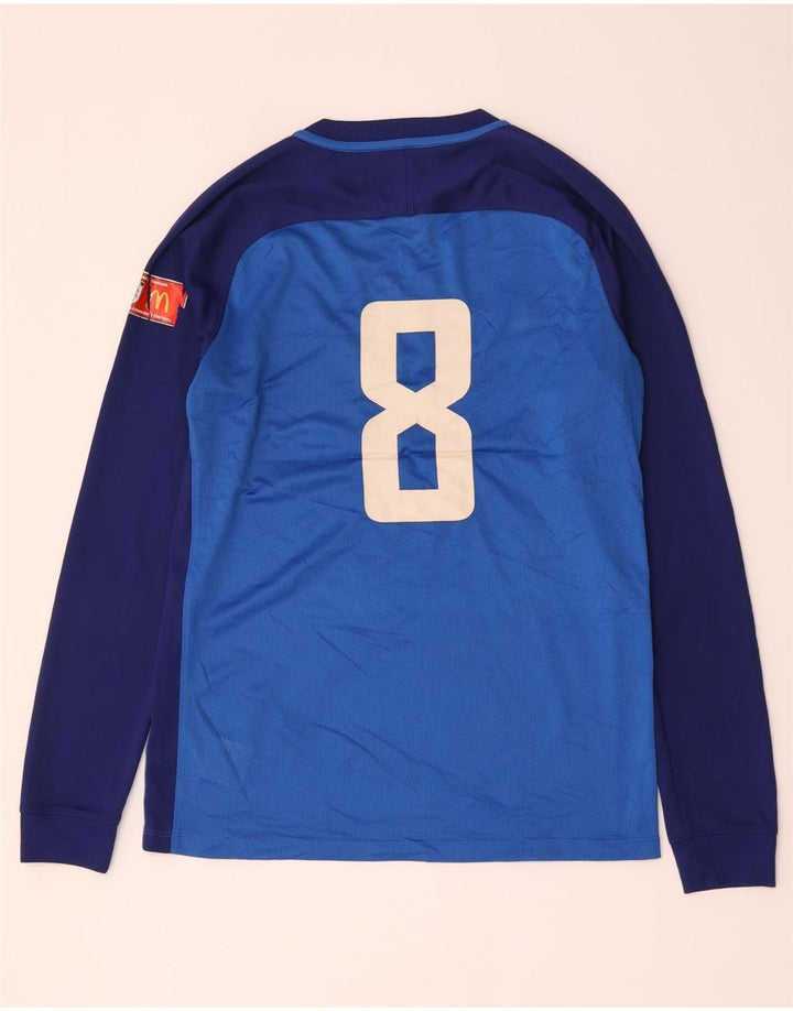Top grafic Nike Dri Fit pentru bărbați cu mânecă lungă, albastru mediu, poliester color bloc