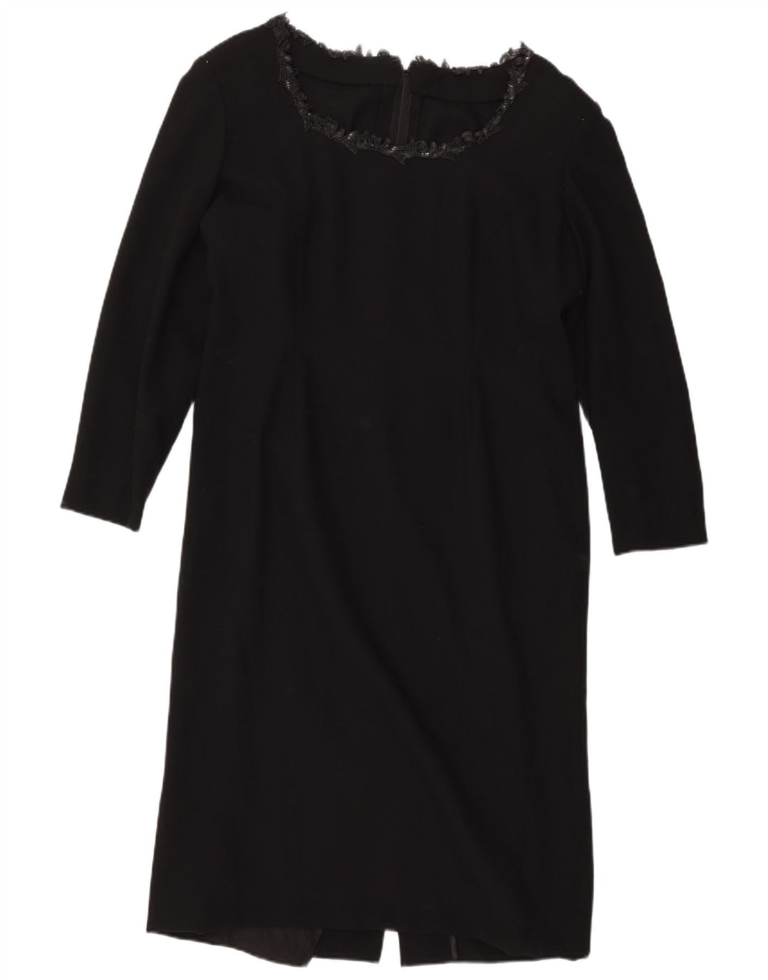 VINTAGE Rochie cu mânecă lungă pentru femei UK 14 Large Negru