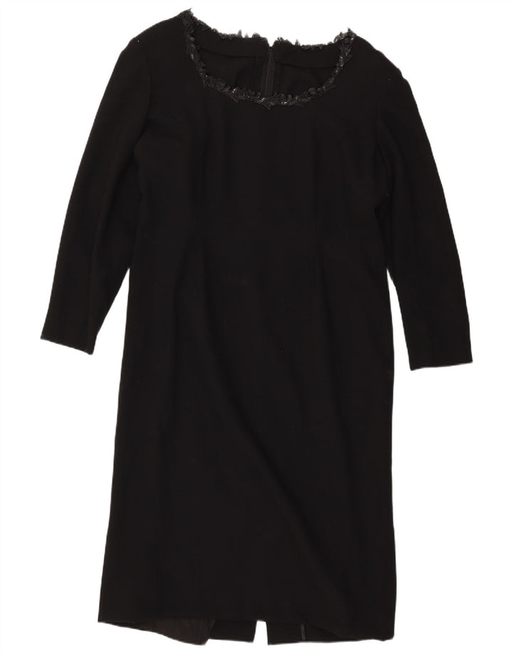 VINTAGE Rochie cu mânecă lungă pentru femei UK 14 Large Negru