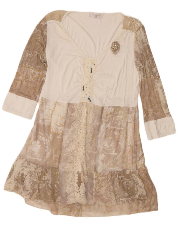 Elisa Cavaletti Rochie A-Line pentru femei cu mâneci 3/4 UK 12 Medium Brown Paisley