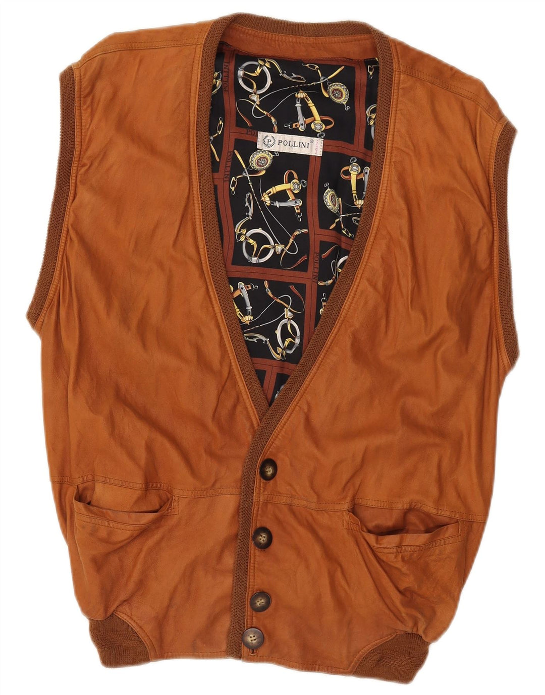 Pollini Gilet din piele pentru bărbați UK 40 Large Brown