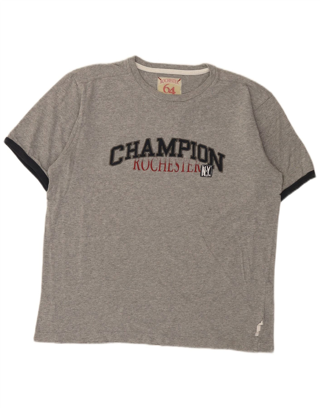 Tricou cu grafică Champion NY Rochester pentru bărbați. Top mare, gri cu pete
