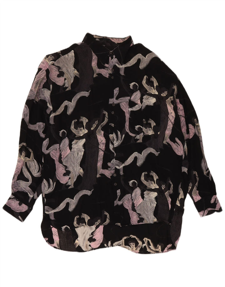 Cămașă Vintage pentru bărbați cu model abstract XL, viscoză neagră