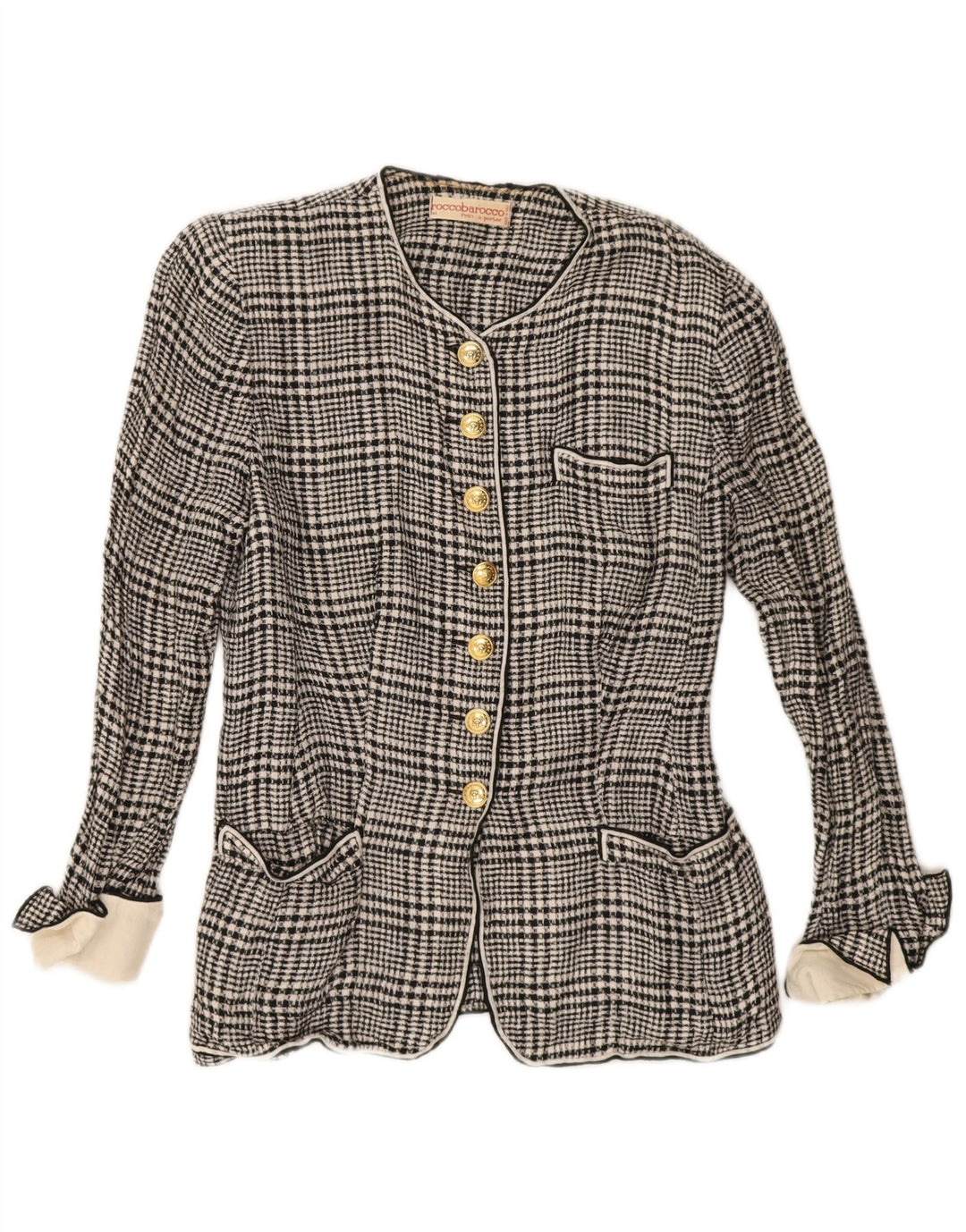 Pulover cardigan pentru femei Roccobarocco IT 44 Medium Black Houndstooth