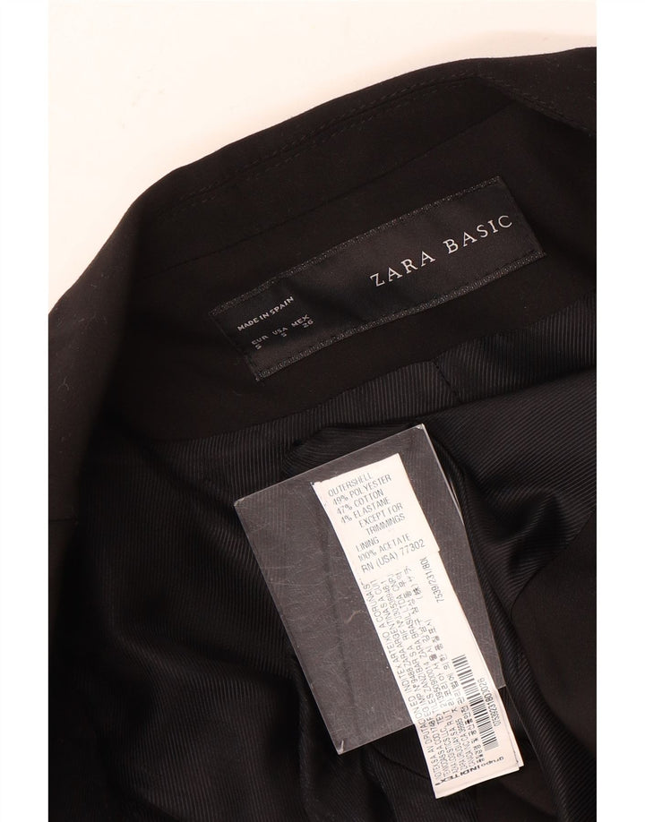 Jachetă pentru femei ZARA cu 1 nasture, UK 10, poliester negru mic