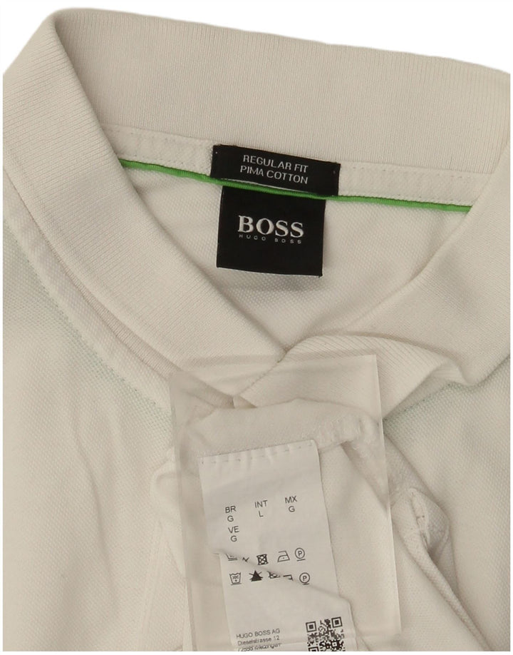 Cămașă polo Hugo Boss pentru bărbați, bumbac alb mare