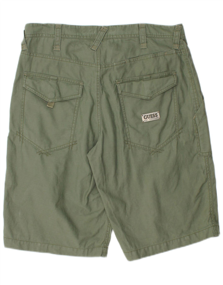 Pantaloni scurți cargo Guess pentru bărbați W30, bumbac mediu kaki