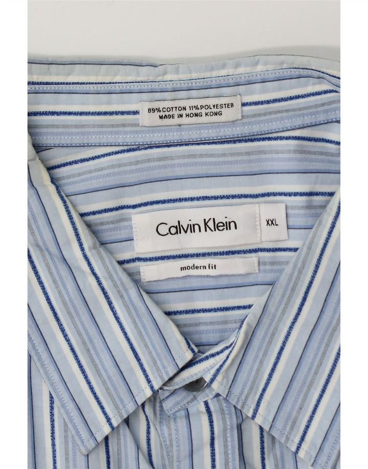 Cămașă Modern Fit CALVIN KLEIN pentru bărbați, bumbac cu dungi albastre 2XL