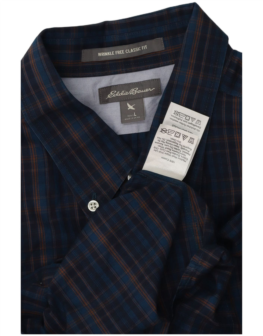 Cămașă pentru bărbați Eddie Bauer, cu potrivire clasică, mare, albastru bleumarin din bumbac