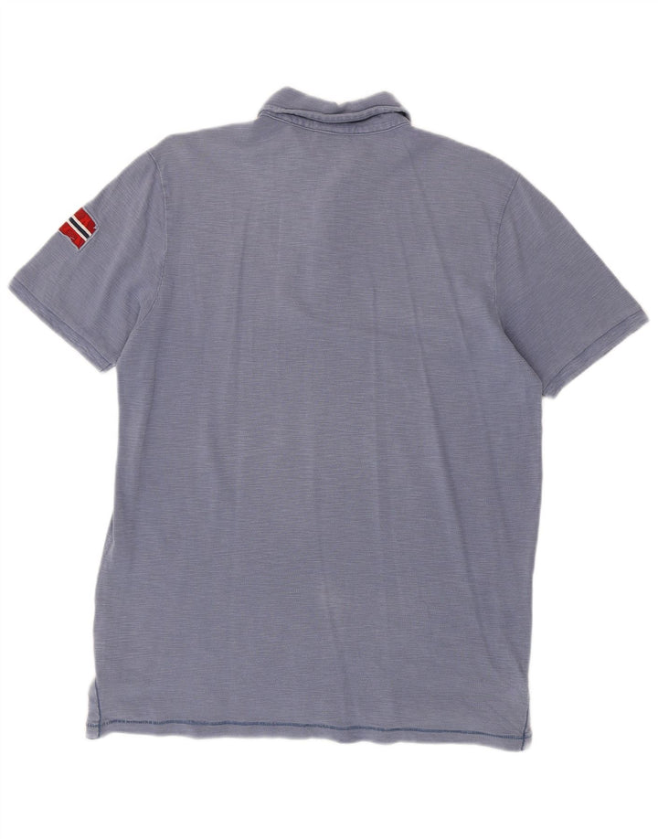 Tricou polo Napapijri Geographic Graphic pentru bărbați, mare, albastru, bumbac