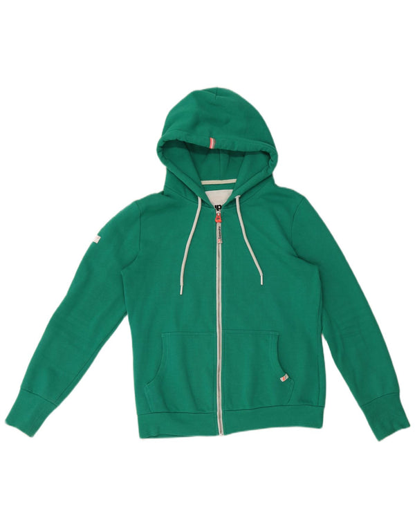 Pulover Superdry pentru femei cu fermoar, UK 14, bumbac verde mediu