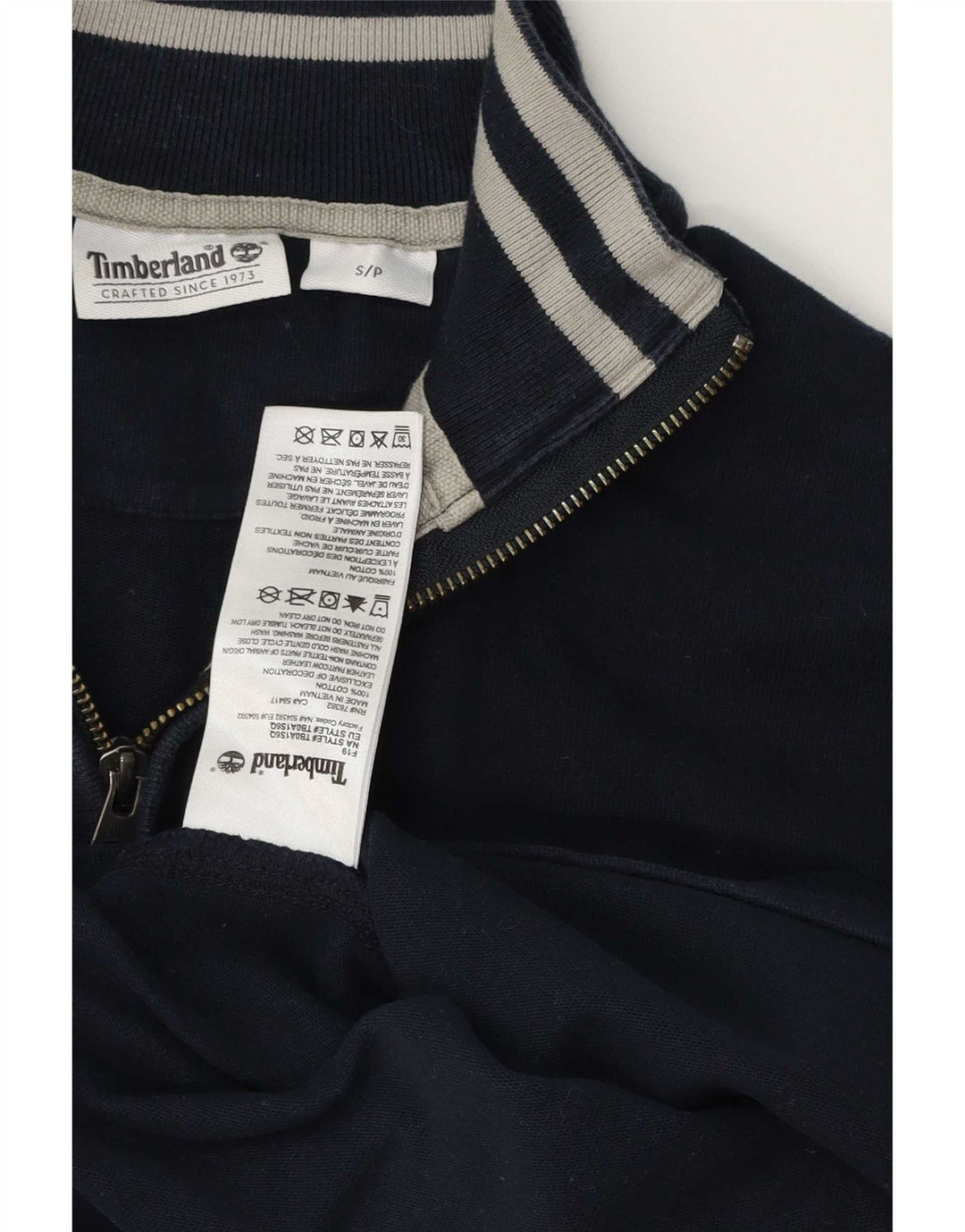 Hanorac pentru bărbați Timberland, cu fermoar, cu gât, din bumbac mic, albastru bleumarin