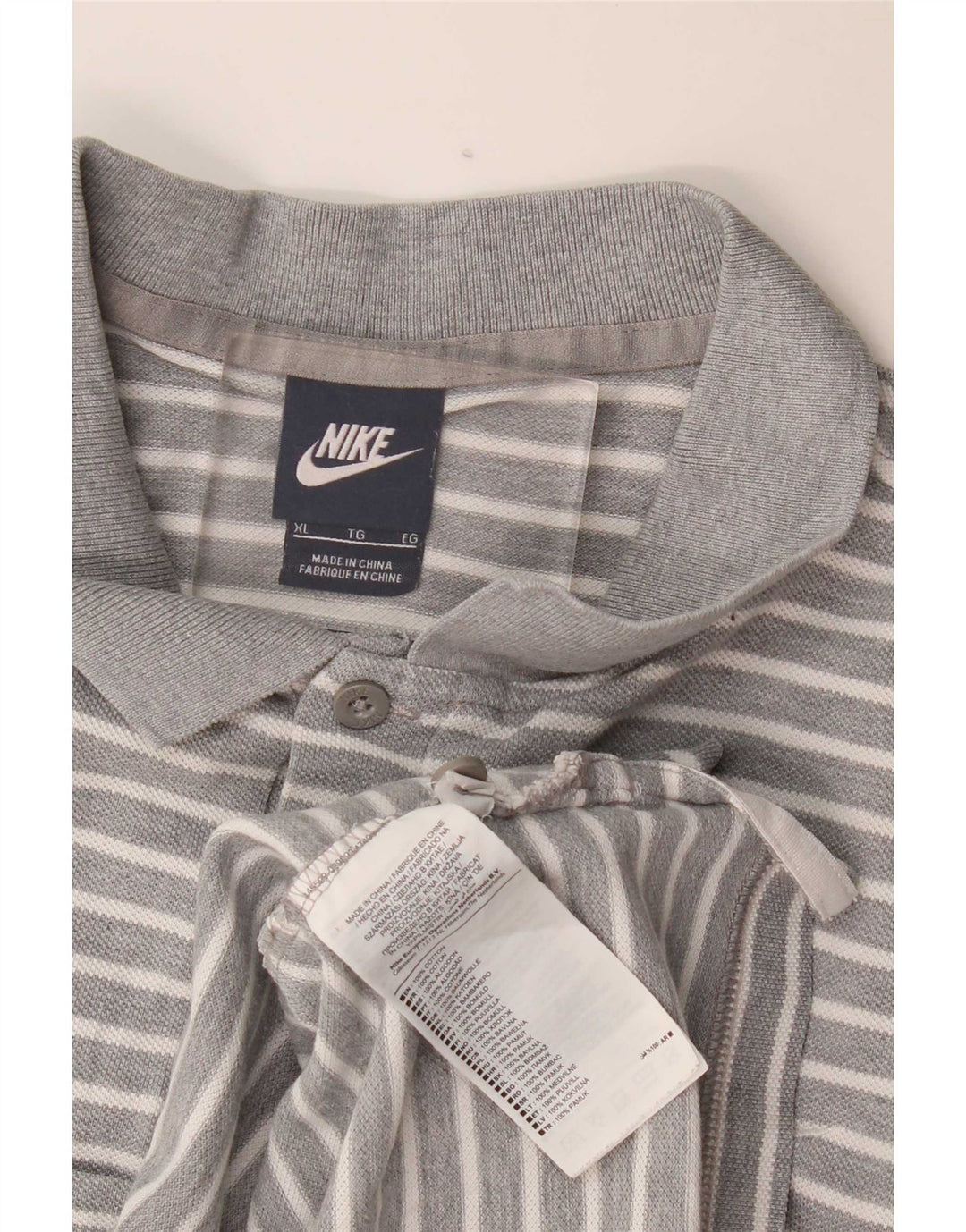 Tricou polo Nike pentru bărbați XL, bumbac cu dungi gri
